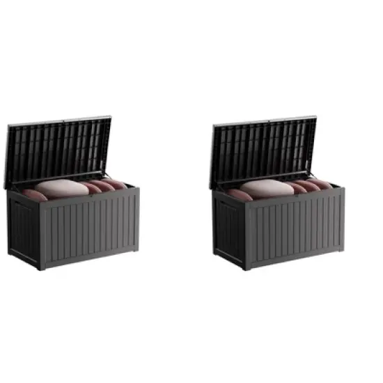Sersper 230 Gallon Waterproof & UV Resistant Deck Box, Lockable, Black - For Garden Tools & Outdoor Use (2 Pack) image {8}
