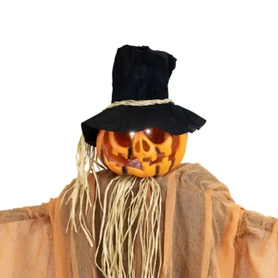 Northlight Lighted and Animated Jack-O'-Lantern Scarecrow Halloween Decoration - 6' image {4}