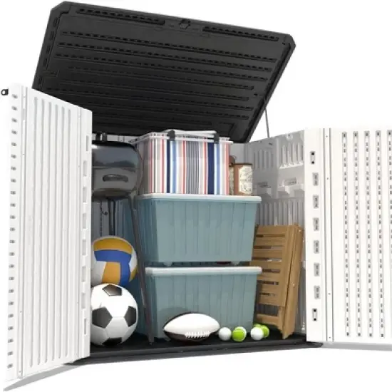 Syemin Storage Shed, Waterproof Storage Shed for Cleaning Tools and Garden Accessories, White, 50"*29"*41" image {2}