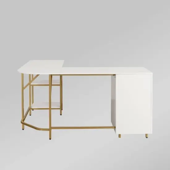 L Shape Home Office Two-Tone Desk with Storage - Techni Mobili image {6}