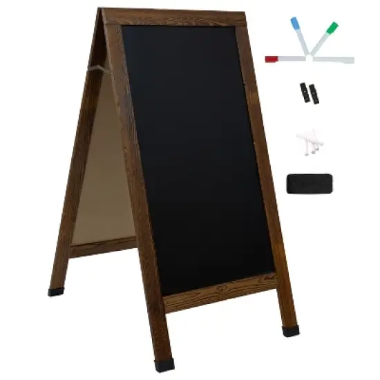 Sunnydaze Double-Sided Magnetic A-Frame Chalkboard with Chalk Markers - 48 in x 24 in image {6}