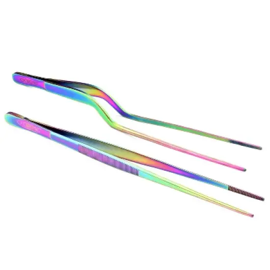 O'Creme Culinary Stainless Steel Tweezer Tongs Set of 2 image {6}