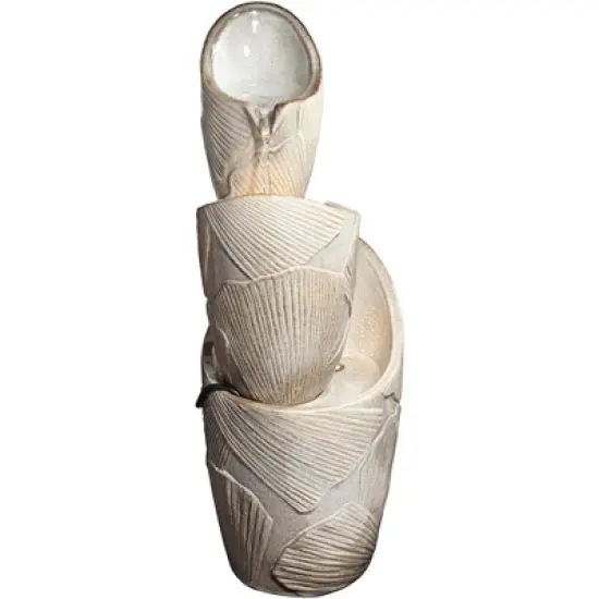 John Timberland Three Urn with Leaves Rustic Cascading Outdoor Floor Water Fountain with LED Light 30" for Yard Garden Patio Home Deck Porch Exterior image {6}