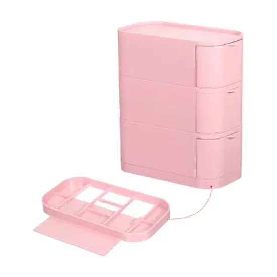 Unique Bargains Plastic Stackable Desk Organizer Makeup Brush Stationery Box Storage Drawer 1 Pc image {2}