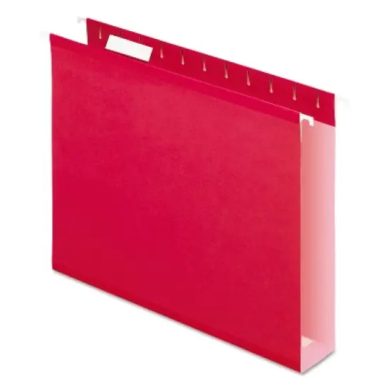 Pendaflex Reinforced 2" Extra Capacity Hanging Folders 1/5 Tab Letter Red 25/Box 4152X2RED image {6}