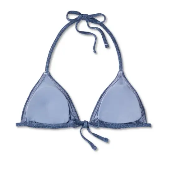 Women's Denim Textured Triangle Bikini Top - Wild Fable&trade; Denim Blue image {6}