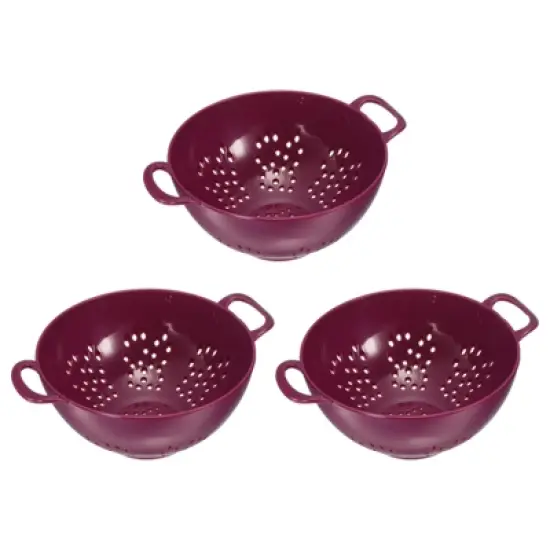 Unique Bargains Vegetable Fruit Kitchen Drain Sieve Plastic Colander 3 Pcs image {5}