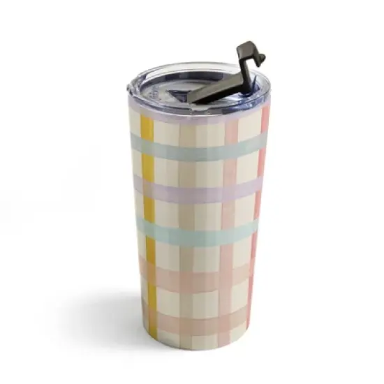 Gigi Rosado Pastel Plaid20 oz Stainless Steel Travel Mug - Deny Designs image {1}