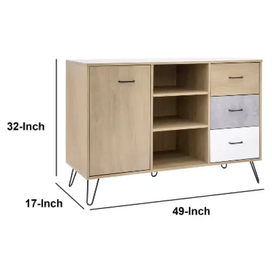 Wooden Frame Buffet Cabinet Brown - The Urban Port image {5}