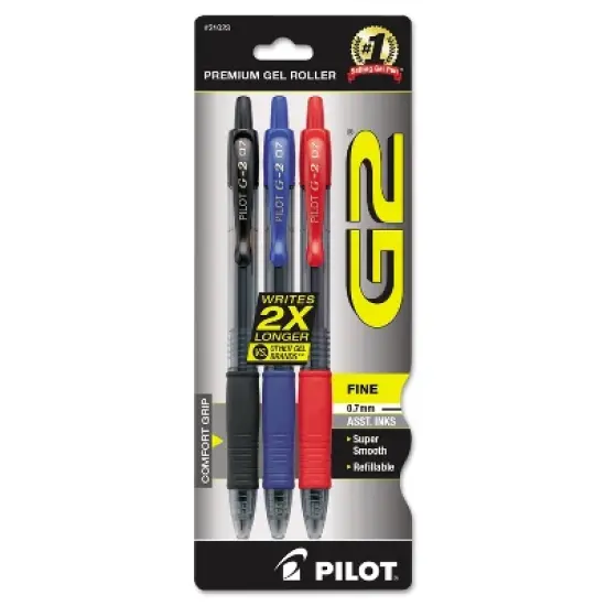 Pilot G2 Premium Retractable Gel Ink Pen Refillable Assorted Ink .7mm 3/Pack 31023 image {3}