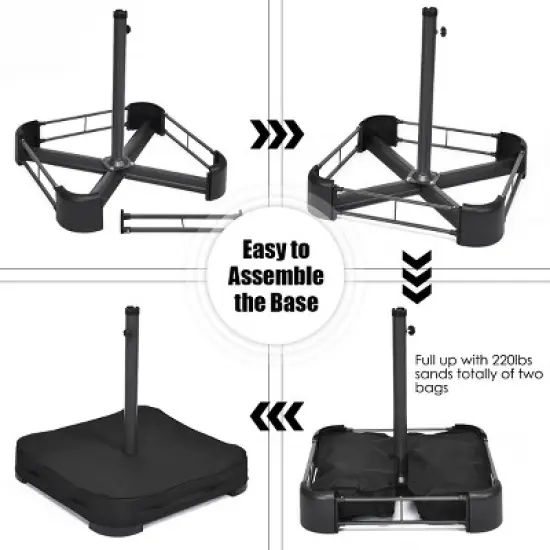 Costway 15Ft Patio Double-Sided Solar LED Market Umbrella Crank Base BeigeTanOrangeBurgundy image {8}