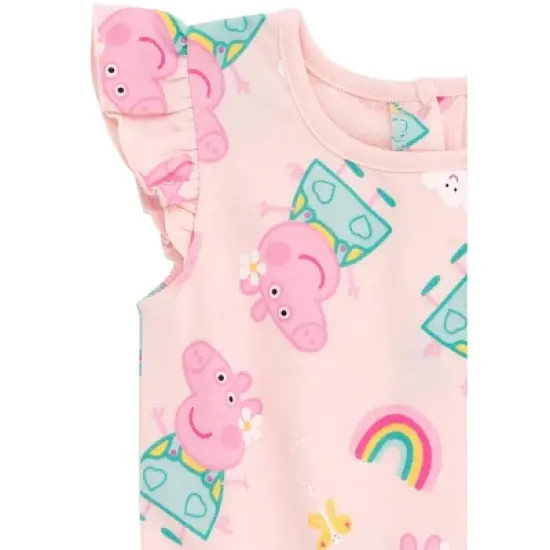 Peppa Pig Girls French Terry Sleeveless Romper Toddler to Little Kid image {2}