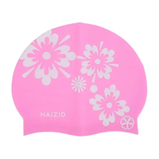 Unique Bargains Silicone Square Flower Pattern Waterproof Swim Cap 1 Pc image {8}