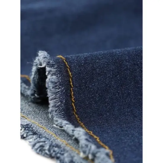 Agnes Orinda Women's Plus Size Outfits Fashion Overalls Denim Ripped Raw Hem Shortalls image {4}