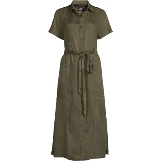 Lands' End Women's Indigo Tencel Button Front Midi Dress image {6}