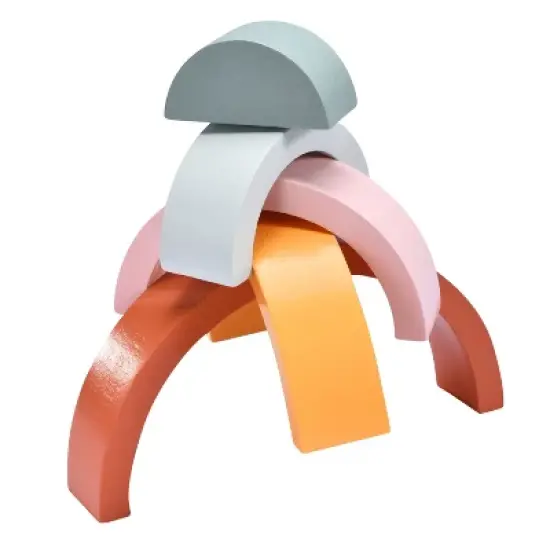 Childlike Behavior Wooden Rainbow Stacking Toy - Multicolored image {2}