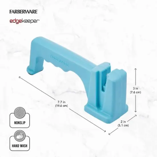 Farberware Tabletop Sharpener: Manual Knife & Steel Sharpener, Stainless Steel & Plastic, Hand Wash, Green, 7.68" Length image {4}