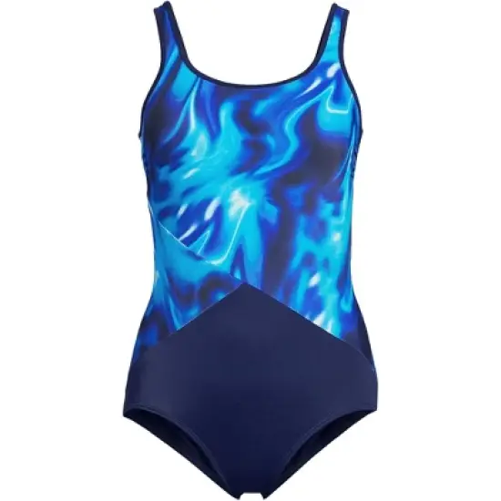 Lands' End Women's Mastectomy Chlorine Resistant Tugless One Piece Swimsuit Soft Cup image {8}