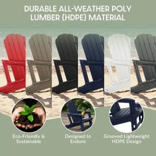 WestinTrends Azura 2-Piece HDPE Plastic Adirondack Patio Chair With 18" Side Table Set, Navy Blue image {3}