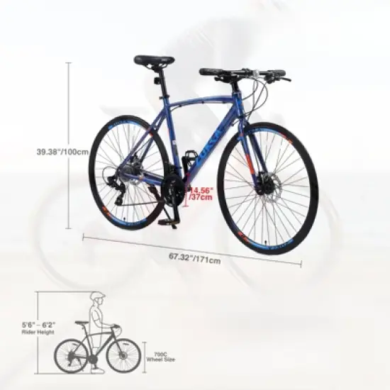 DSVIMOY Bicycles, 700c Road Bike 24 Speed, City Commuter Bicycle for Men Women, Bue, 67.32"*14.56"*39.37" image {1}