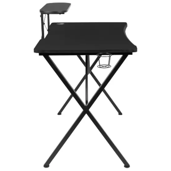 BlackArc Gaming Desk with Laminate Top and Steel Frame - Detachable Cupholder, Headphone Hook & Smartphone/Monitor Stand image {6}