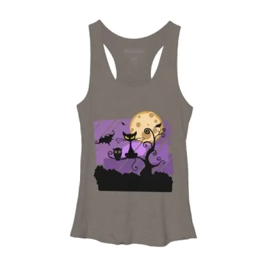 Women's Design By Humans Night Halloween moon By ChadiElHanchi Racerback Tank Top image {10}