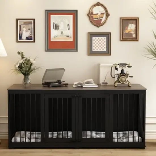 Famapy Large Furniture Style Dog Crate 70" Dog Crate with Tray and Divider image {1}