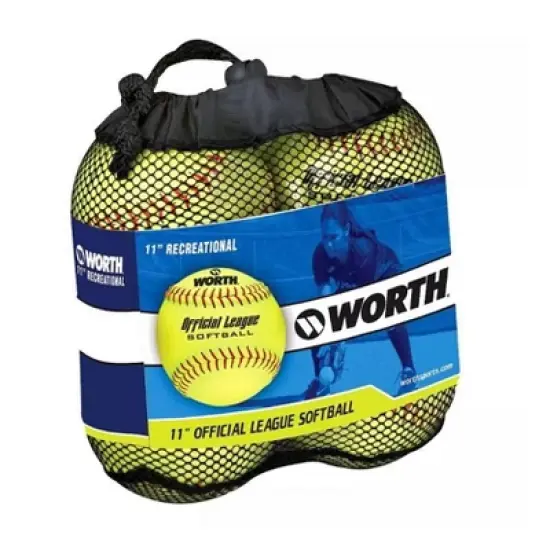 Rawlings Fastpitch Softball 4pk: 11" Yellow Sports Balls, Ages 8+ image {1}