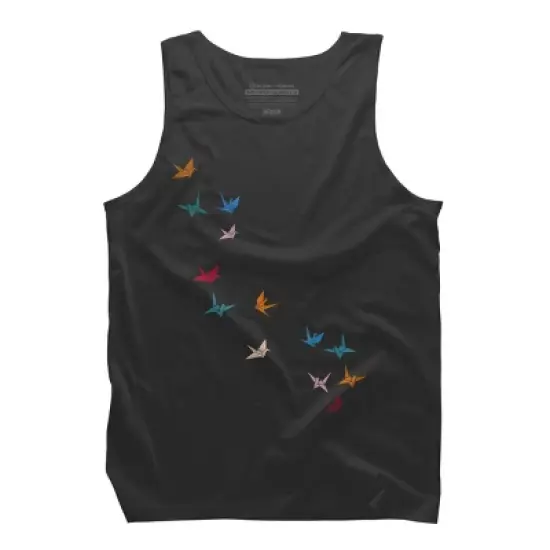 Men's Design By Humans Flying Paper Cranes Birds By Magnussons Tank Top image {5}