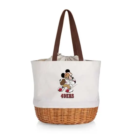 NFL San Francisco 49ers Mickey Mouse Coronado Canvas and Willow Basket Tote - Beige Canvas image {4}