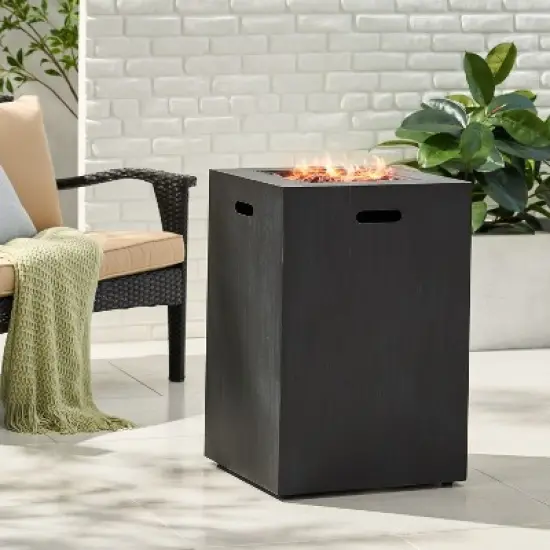 19.5 Inch Square Outdoor Fire Column with 30,000 BTU and Built In Propane Tank image {15}