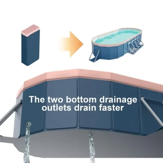 NAYSAYE Above Ground Pool PVC Foldable Pool Strong Easy Setup Design for Patio Beach Garden Use, Blue and Gray, 143.70"*98.43"*19.69" image {2}