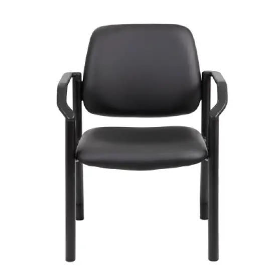300lbs Guest Chair Antimicrobial Black - Boss Office Products: Sturdy Mid Back, Metal Frame, Easy Clean image {2}