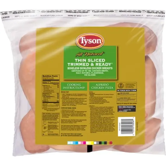 Tyson Thin Sliced Trimmed & Ready Boneless & Skinless Chicken Breast - Frozen - 36oz image {1}