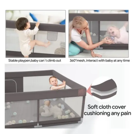 Large Baby Playpen &ndash; 47&times;47in Toddler Play Yard, Indoor Activity Fence for Apartments, Safe & Spacious Play Area image {4}