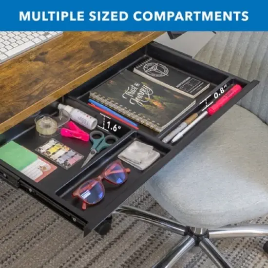 Mount-It! Under Desk Storage - Deep Under Desk Drawer Organizer - Standing Desk Drawer Attachment - 25.8" Width Under Desk Storage Drawer - Black image {4}