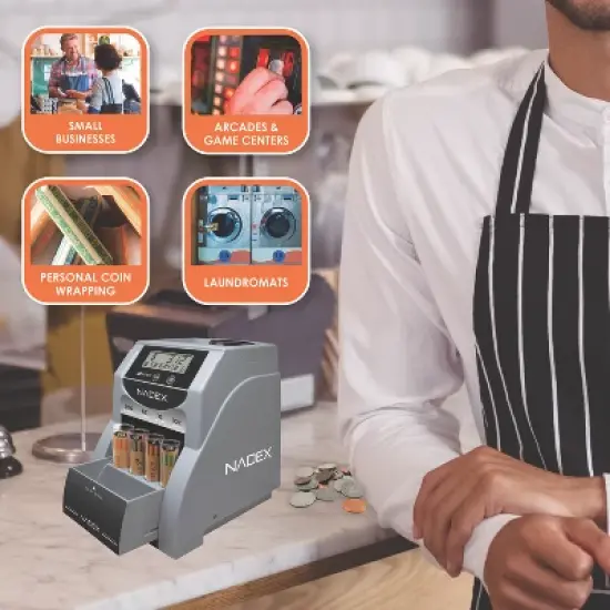 Nadex Coins&trade; S180 Digital Coin Counter, Sorter, and Wrapper in Black image {2}