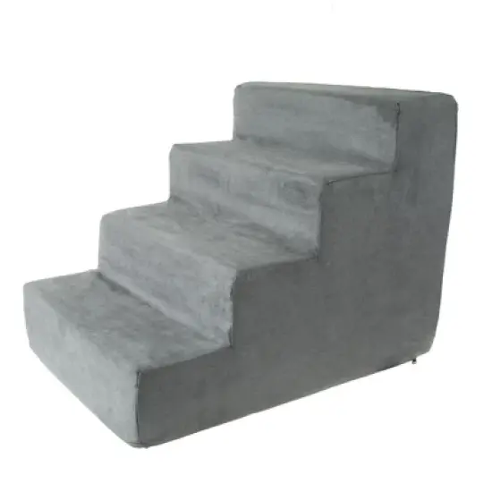 Pet Adobe 4-Step Stairs for Dogs and Cats - High-Density Foam, Gray image {3}