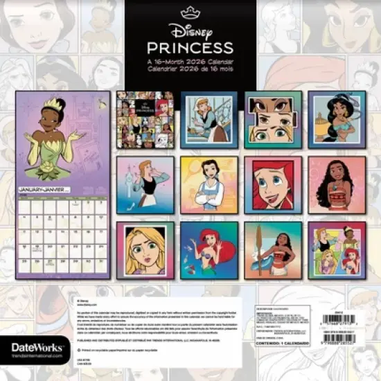 Disney 2026 Princess Bilingual French 12"x12" Wall Calendar image {3}