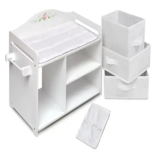 Badger Basket Doll Care Station with Three Baskets and Pocket Organizer - White Rose image {3}