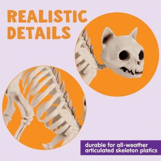 Joyfy 2 PCS Halloween Poseable Animal Cats Skeleton Decor, Cats Plastic Bones with Posable Joints for Graveyard Party Prop Decor(7 * 7.9 * 3 inches) image {1}
