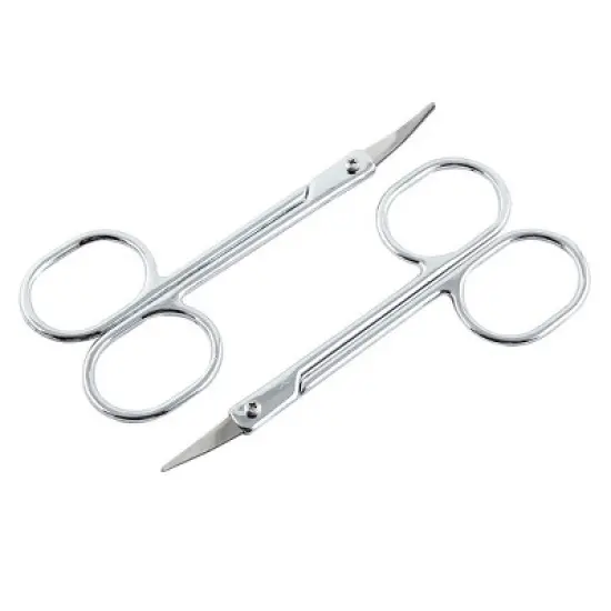 Unique Bargains Trimming Eyebrow Hair Curved Edge Scissors Silver Tone 2" x 2" 2 Pcs image {6}