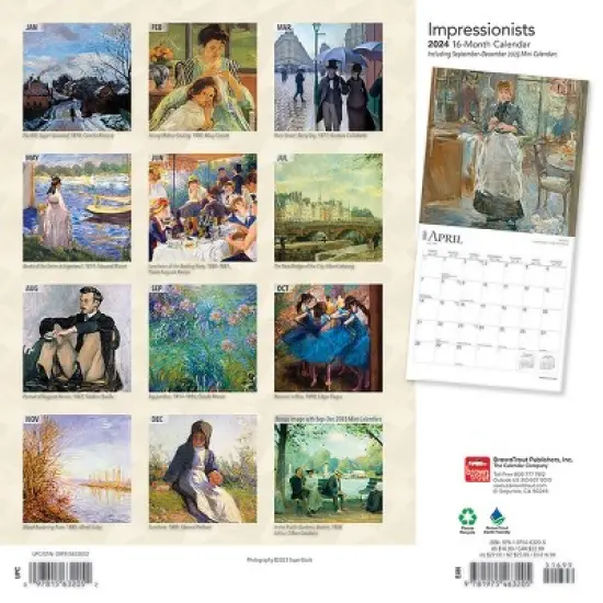 Browntrout 2024 Wall Calendar 12"x12" Impressionists image {1}