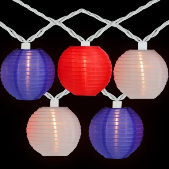 Northlight Patriotic Paper Lantern Patio String Lights - 7.5ft - White Wire - 10ct image {2}