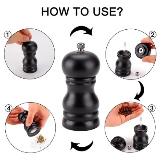 Unique Bargains Adjustable Coarseness Wooden Salt and Grinder Spice Mills image {3}