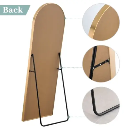 Malinda 64" x 21" Arched Free Standing Body Mirror, Metal Framed Full Length Wall Mirror, Large Floor Mirror - The Pop Home image {4}