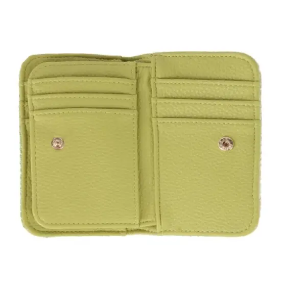 Buxton Women's Straw Vegan Leather Snap Card Case image {1}