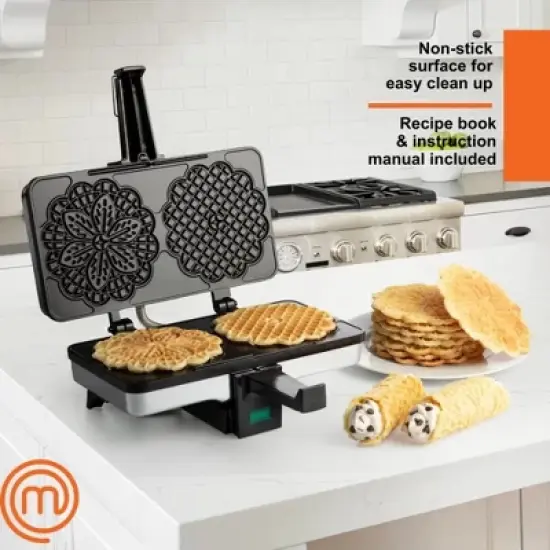 MasterChef Pizzelle Maker - Non-stick Electric Pizzelle Cookie Baker Press  Make Two 5-Inch Italian Waffle Cookies at Once image {1}