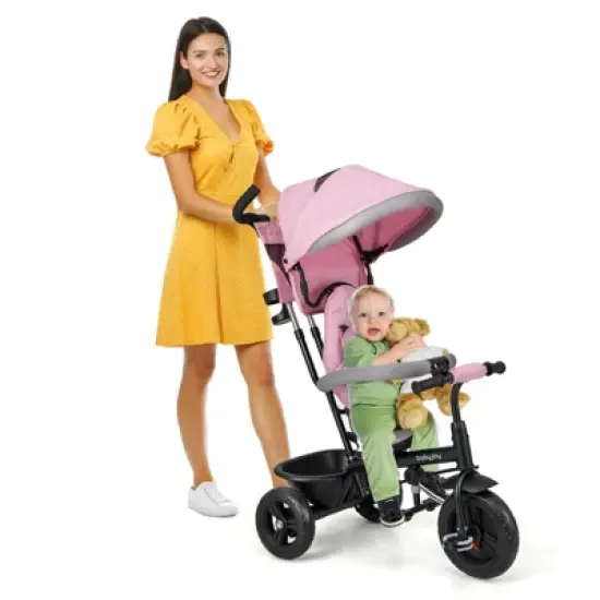 Infans 4-in-1 Multifunctional Tricycle Kids Trike w/ Removable Canopy &  Push Handle image {7}