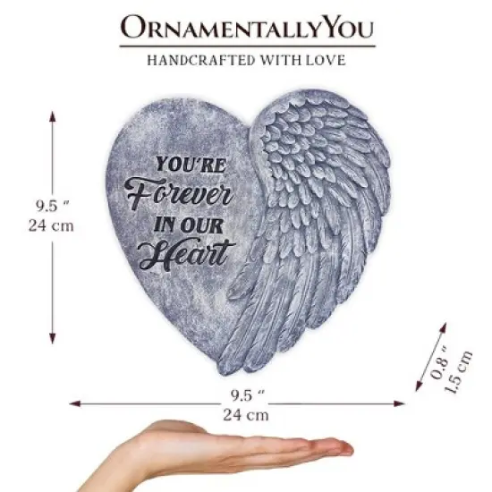 You&rsquo;re Forever in Our Hearts Angel Wing Stepping Stone, 9.5" Garden Decorative Memorial Resin Figurine| OrnamentallyYou image {2}